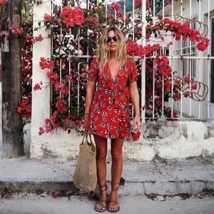 Realisation Par red silk Ozzie Dress